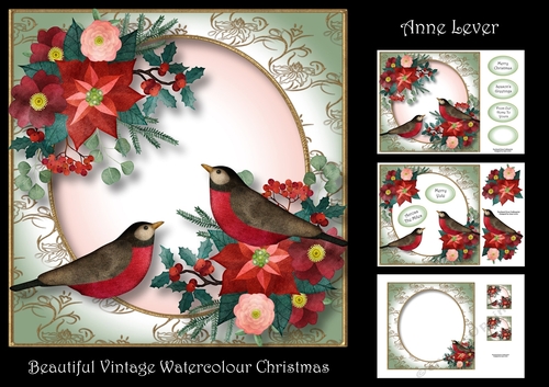 Beautiful Vintage Watercolour Christmas