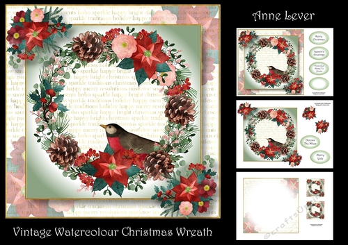 Vintage Watercolour Christmas Wreath