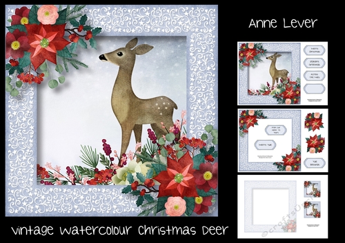 Vintage Watercolour Christmas Deer