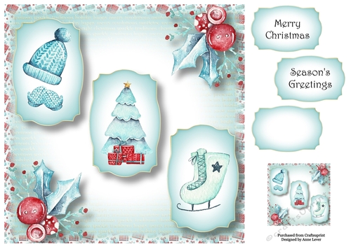 The Christmas Trio - Mittens & Skates 8x8