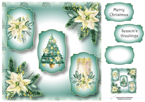 The Christmas Trio - Cream Poinsettias 8x8