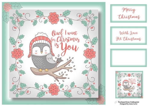 Owl I Want For Christmas Is You 8x8