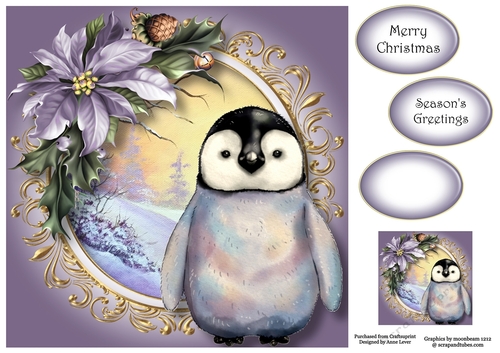 Baby Penguin Watercolour Christmas 8x8