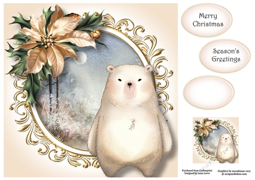 Baby Polar Bear Watercolour Christmas 8x8