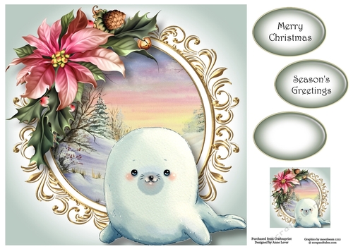 Baby Seal Pup Watercolour Christmas 8x8