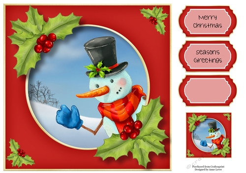 Peek-A-Boo Snowman 8x8