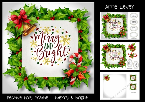 Festive Holly Frame - Merry & Bright
