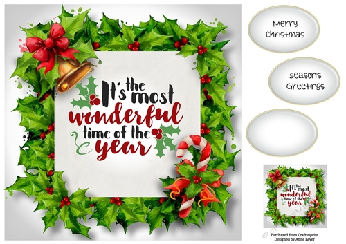 Festive Holly Frame - The Most Wonderful Time 8x8