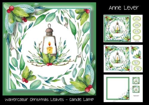 Watercolour Christmas Leaves - Candle Lamp