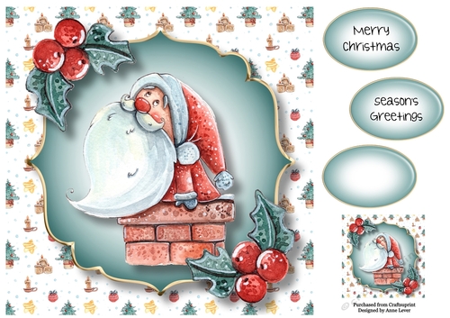 Santa In The Chimney 8x8