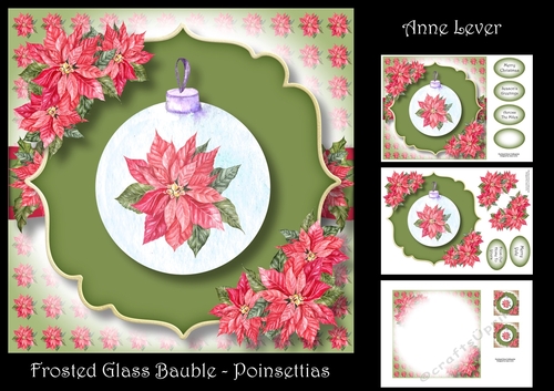 Frosted Glass Bauble - Poinsettias