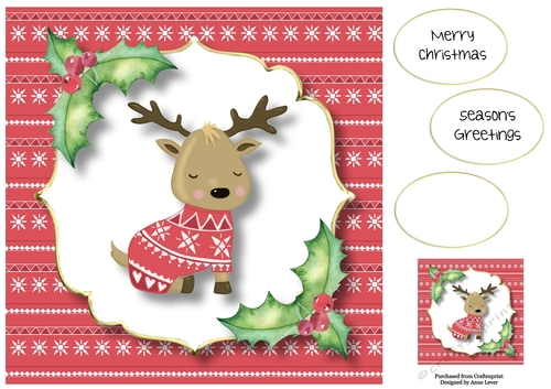 Cute Pink Christmas Jumper Reindeer 8x8
