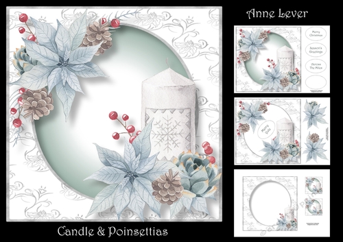Candle & Poinsettias