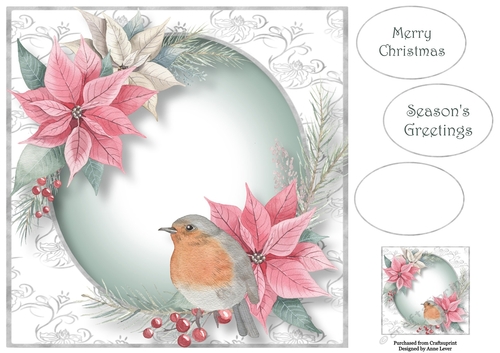 Robin & Poinsettias 8x8