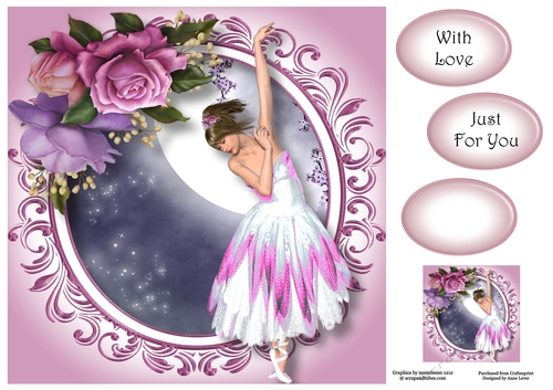 Beautiful Ballerina With Belle Epoque Roses 8x8