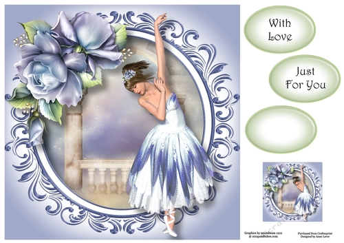 Beautiful Ballerina With Porcelain Roses 8x8