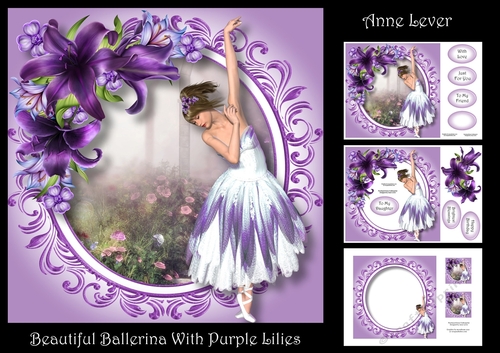 Beautiful Ballerina With Purple Lilies