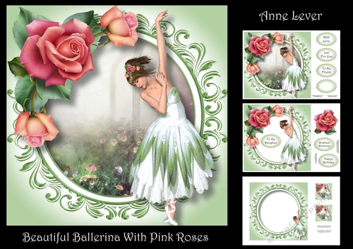 Beautiful Ballerina With Pink Roses