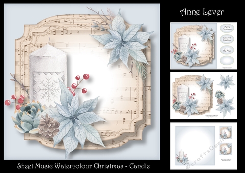 Sheet Music Watercolour Christmas - Candle