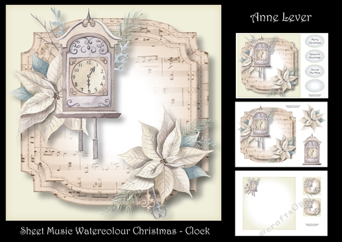 Sheet Music Watercolour Christmas - Clock