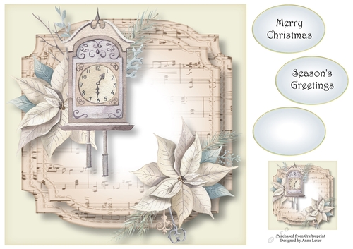 Sheet Music Watercolour Christmas - Clock 8x8