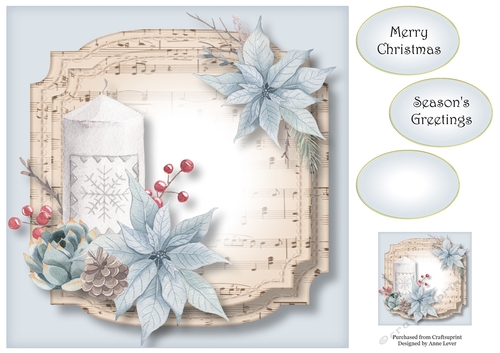 Sheet Music Watercolour Christmas - Candle 8x8