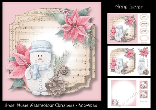 Sheet Music Watercolour Christmas - Snowman