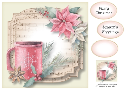 Sheet Music Watercolour Christmas - Hot Choc 8x8