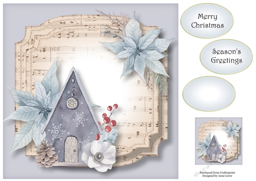 Sheet Music Watercolour Christmas - Scandi House 8x8