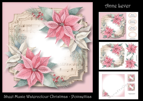 Sheet Music Watercolour Christmas - Poinsettias