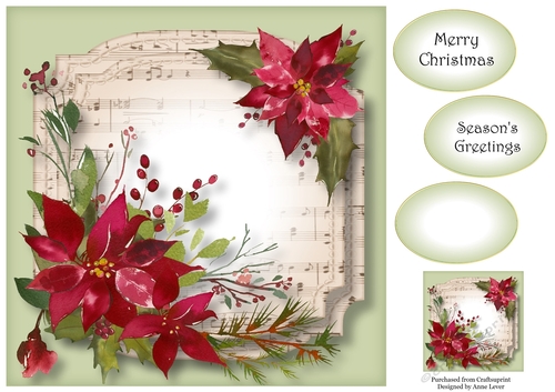 Sheet Music Watercolour Christmas - Scarlet 8x8