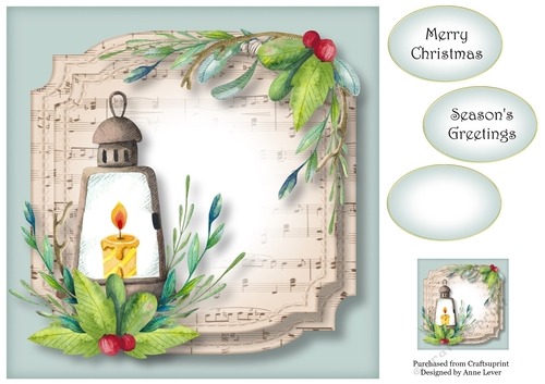 Sheet Music Watercolour Christmas - Lamp 8x8