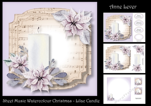 Sheet Music Watercolour Christmas - Lilac Candle