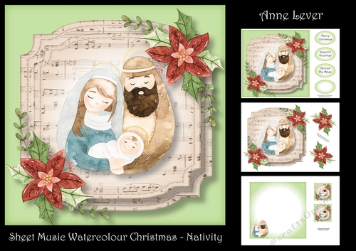 Sheet Music Watercolour Christmas - Nativity
