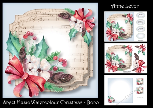 Sheet Music Watercolour Christmas - Boho