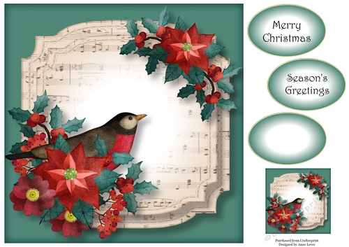 Sheet Music Watercolour Christmas - Vintage 8x8