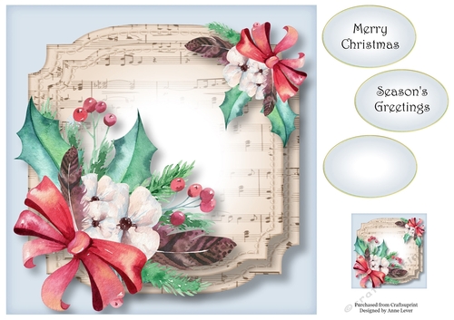 Sheet Music Watercolour Christmas - Boho 8x8