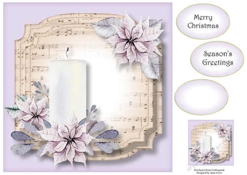 Sheet Music Watercolour Christmas - Lilac Candle 8x8