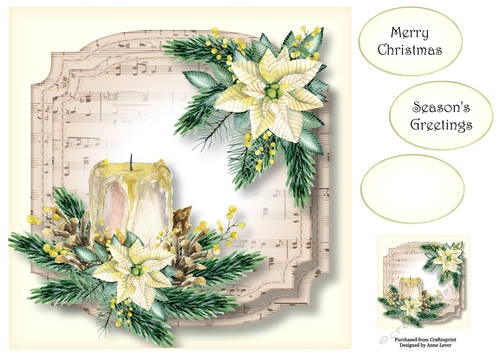 Sheet Music Watercolour Christmas - Cream 8x8