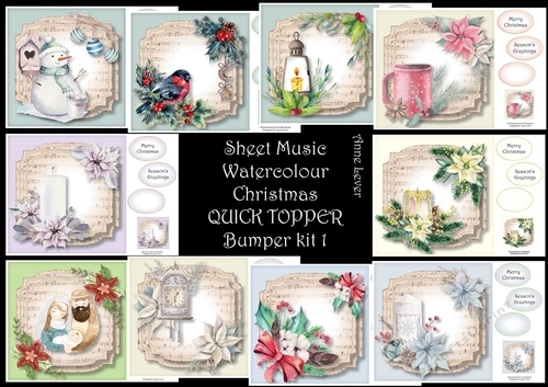 Sheet Music Watercolour Christmas Quick Topper BK 1