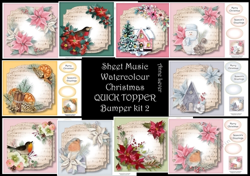 Sheet Music Watercolour Christmas Quick Topper BK 2