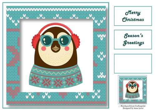 Hipster Christmas - Penguin 8x8