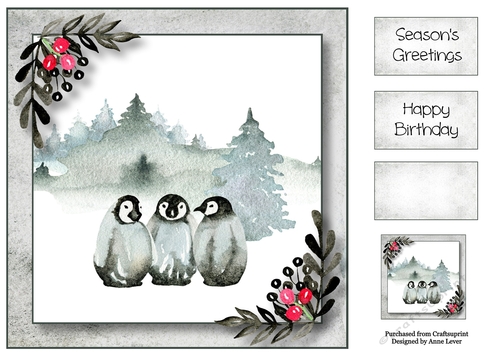 Watercolour Winter Wishes - Penguins 8x8