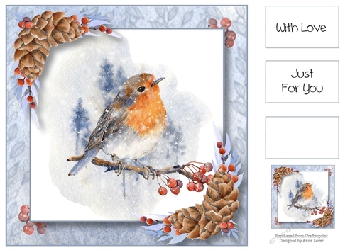 Snowy Robin - Watercolour Winter Woodlands 8x8