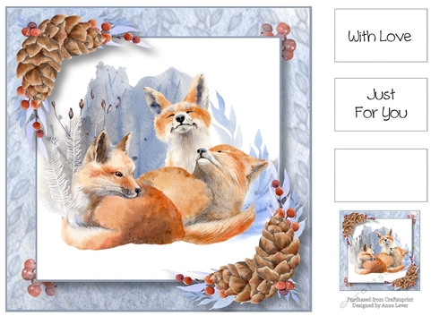 Foxy Family - Watercolour Winter Woodlands 8x8