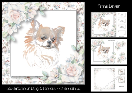 Watercolour Dog & Florals - Chihuahua