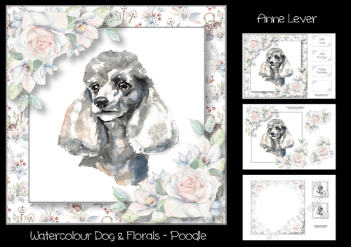 Watercolour Dog & Florals - Poodle