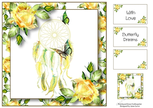 Butterfly Dreams  -  Yellow Roses 8x8