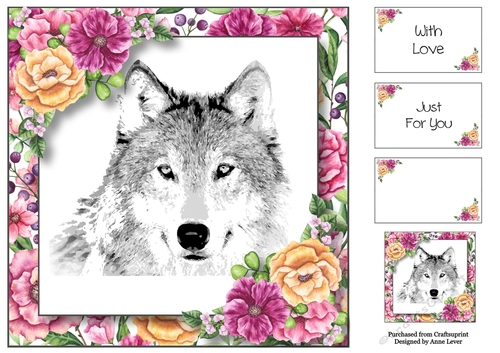 Wild Watercolour Floral - Wolf 8x8