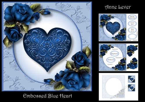 Embossed Blue Heart 
